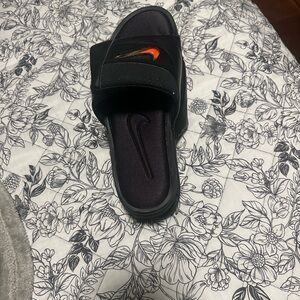 Nike Black Slide with Orange Swoosh Accent